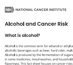 National Cancer Institute Alcohol And Cancer Risk