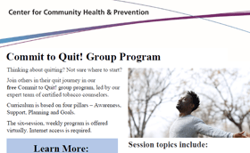 Post for Commit to Quit! Group. Photo of man with arms outstretched.